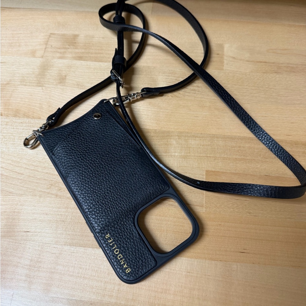 Bandolier Black Textured Phone Case with Strap